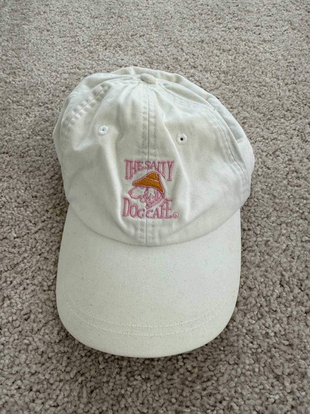 The Salty Dog Cafe Embroidered Baseball Cap - Cream with Pink